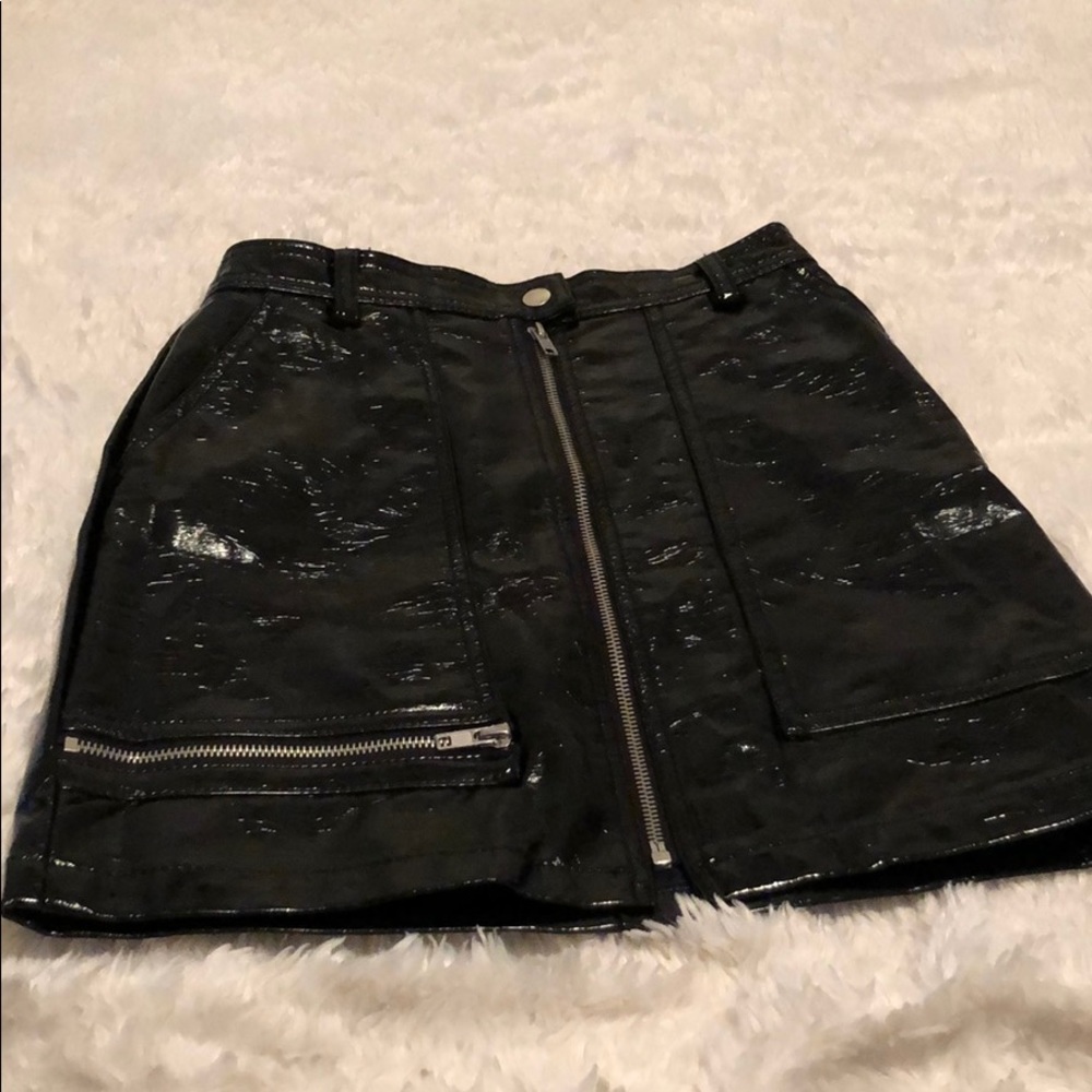 Shiny leather zippered mini skirt from UO - size S